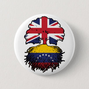 Venezuela Venezuelan British UK Tree Roots Flag 6 Cm Round Badge