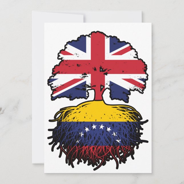 Venezuela Venezuelan British UK Tree Roots Flag Invitation (Front)