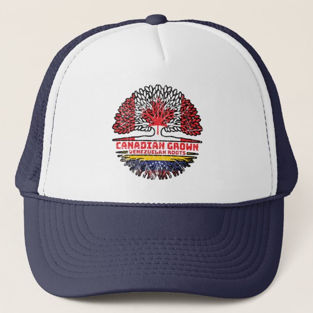 Venezuela Venezuelan Canadian Canada Tree Roots Trucker Hat (Front)