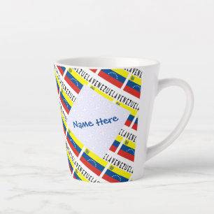 Venezuela Venezuelan Flag Tiled Blue Personalised Latte Mug
