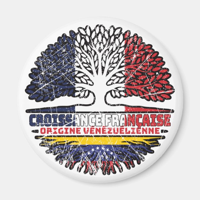 Venezuela Venezuelan French France Tree Roots Flag Magnet (Front)