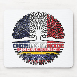 Venezuela Venezuelan French France Tree Roots Flag Mouse Pad