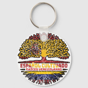 Venezuela Venezuelan Spain Spanish Tree Roots Flag Key Ring