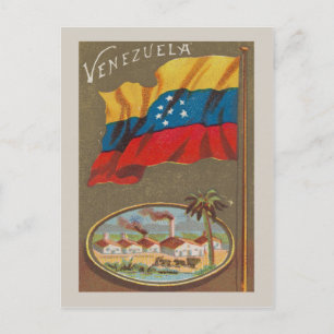 Venezuela vintage with flag postcard