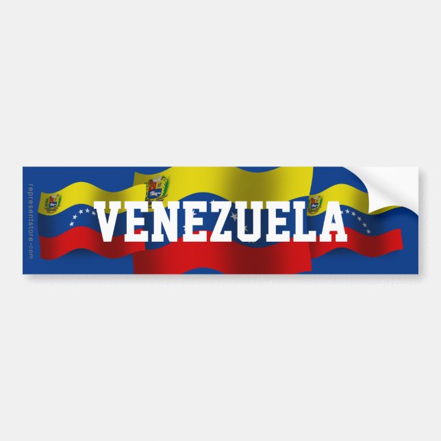 Venezuela Waving Flag Bumper Sticker (Front)