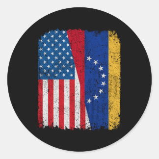 Venezuelan American Flag Half Usa Venezuela Root P Classic Round Sticker