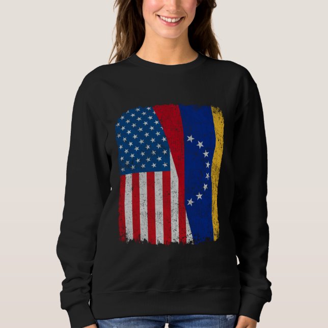 Venezuelan American Flag Half USA Venezuela Root P Sweatshirt (Front)