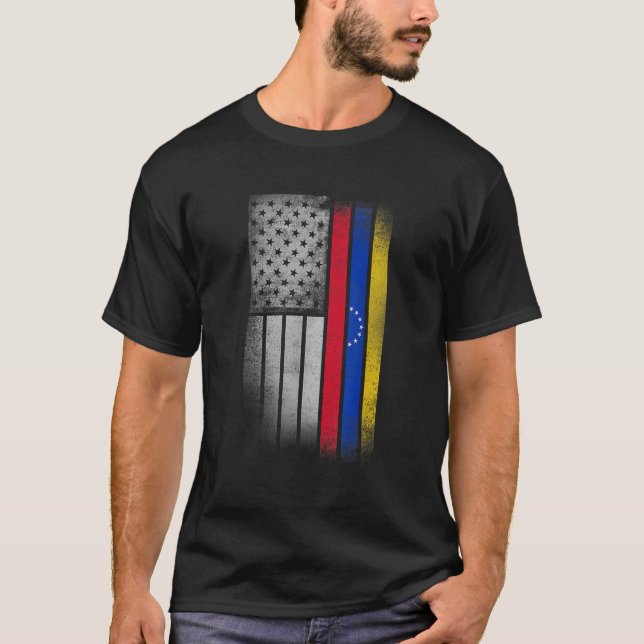 Venezuelan American Flag USA Venezuela Flag T Shir T-Shirt (Front)