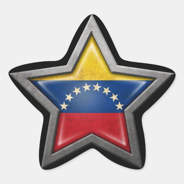 Venezuelan Flag Star on Black Star Sticker (Front)