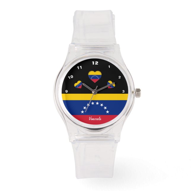 Venezuelan Flag watch, Hearts, Venezuela /sports Watch (Front)
