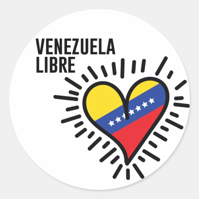 Venezuelan Heart Classic Round Sticker (Front)