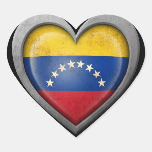 Venezuelan Heart Flag with Metal Effect Sticker