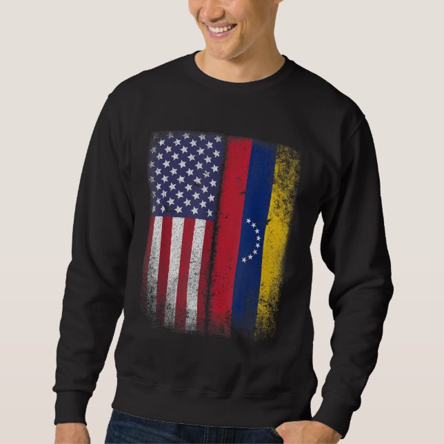 Venezuelan Roots American Grown Venezuela Usa Flag Sweatshirt (Front)