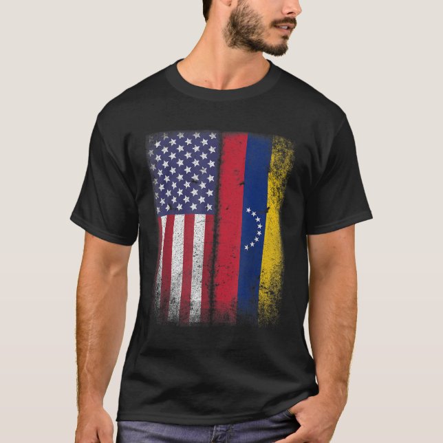 Venezuelan Roots American Grown Venezuela Usa Flag T-Shirt (Front)