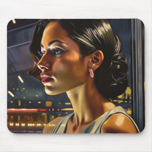 Venezuelan Woman in a Miami Nightclub Painting Mouse Pad (Front)
