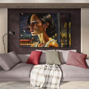 Venezuelan Woman in a Miami Nightclub Painting Poster