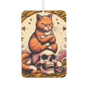 Vengeful Orange Cat, Skulls and Moon Car Air Freshener