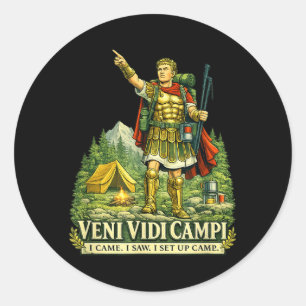 Veni Vidi Cam Funny Camng Roman Soldier Latin Classic Round Sticker