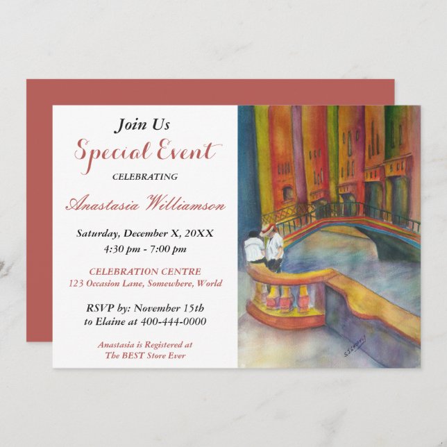 VENICE - AN ITALIAN  PARTY EVENT INVITE (Front/Back)