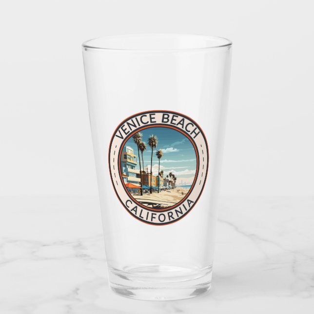 Venice Beach California Boardwalk Travel Art Retro Glass (Front)