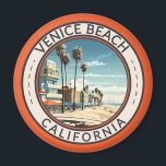 Venice Beach California Boardwalk Travel Art Retro Magnet<br><div class="desc">Venice Beach in a vector art style. Venice Beach,  California,  is an iconic Southern California destination known for its eclectic boardwalk,  vibrant street art,  and lively atmosphere. Located in Los Angeles,  it's a hub of creativity and beachfront fun,  attracting visitors from all over the world.</div>