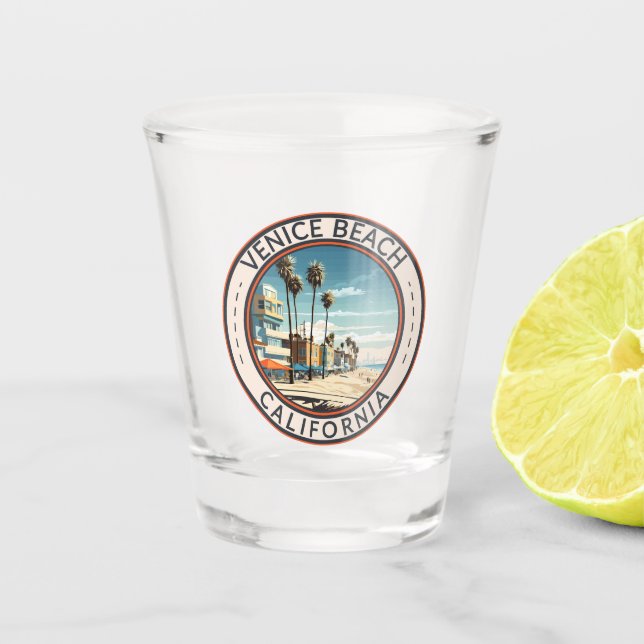 Venice Beach California Boardwalk Travel Art Retro Shot Glass (Front)