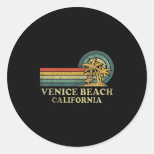 Venice Beach California Family Vacation Vintage Pa Classic Round Sticker