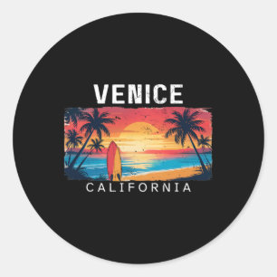 Venice Beach California Men Women Surfing Classic Round Sticker