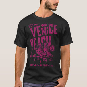 Venice Beach California Retro Roller Skate Distres T-Shirt