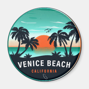 Venice Beach California Retro Sunset Souvenirs 80s Magnet