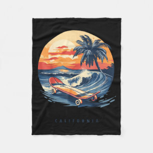 Venice Beach California Skateboard Skateboarder Fleece Blanket