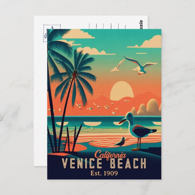Venice Beach California Sunset Souvenirs 1950s Postcard (Front/Back)