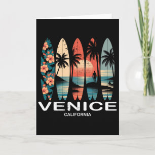 Venice Beach California Surfboard Surfing Retro _1 Card