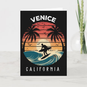 Venice Beach California Surfboard Waves Beach Card