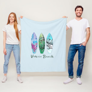 Venice Beach California Surfboards   Fleece Blanket
