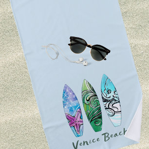 Venice Beach California Surfboards Personalised Beach Towel