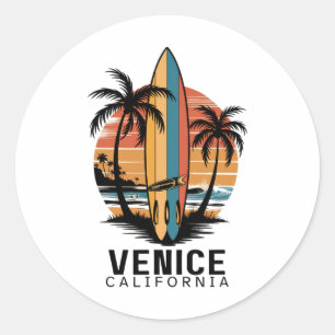 Venice Beach California Surfing Surfer  Classic Round Sticker