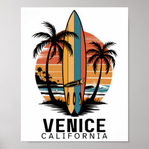 Venice Beach California Surfing Surfer Poster