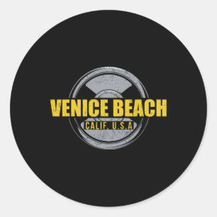 Venice Beach California Usa Gym Bodybuilding Worko Classic Round Sticker