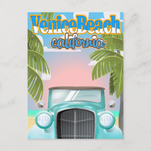 Venice Beach california vintage poster. Postcard