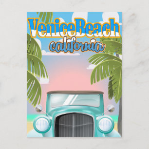 Venice Beach california vintage poster. Postcard