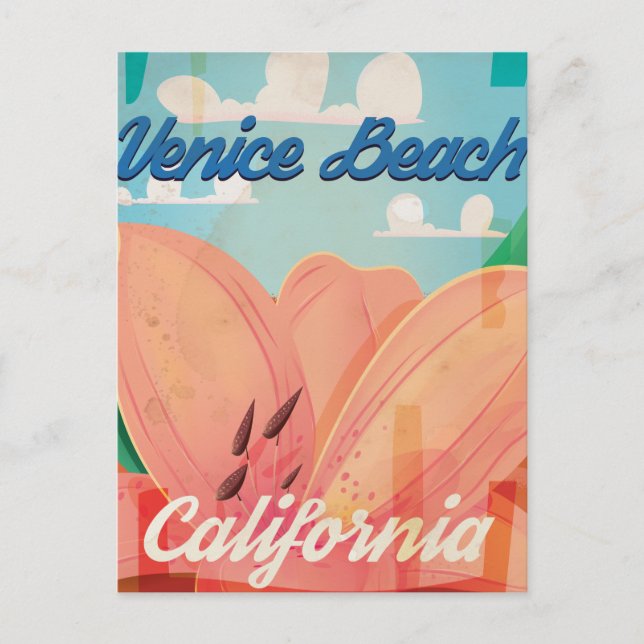 Venice Beach California Vintage Travel Poster Postcard (Front)