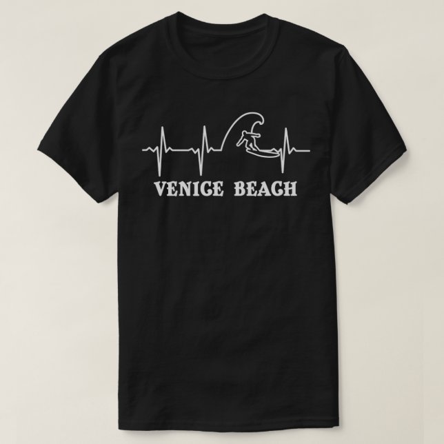 Venice Beach Design Heartbeat ECG Gift  T-Shirt (Design Front)