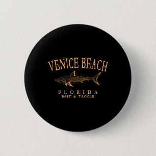 Venice Beach Florida Shark Fishing Vintage Orange 6 Cm Round Badge