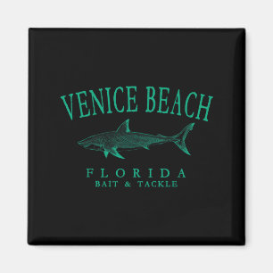 Venice beach florida shark vintage fishing teal magnet