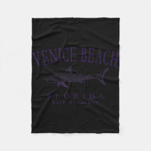 Venice beach florida shark vintage plum art fleece blanket