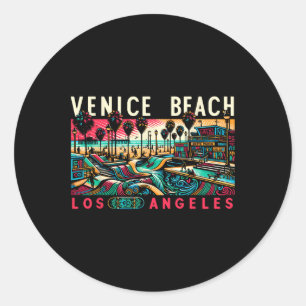 Venice Beach Los Angeles Travel Summer Family Vaca Classic Round Sticker