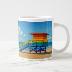 Venice Beach Rainbow Lifeguard Stand Large Coffee Mug