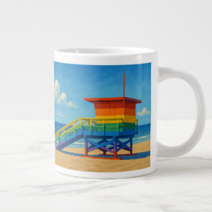 Venice Beach Rainbow Lifeguard Stand Large Coffee Mug