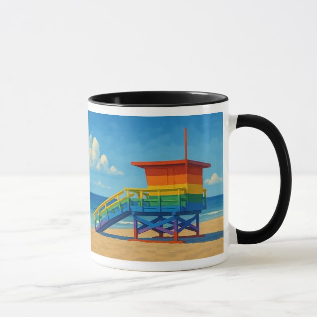 Venice Beach Rainbow Lifeguard Stand Mug (Right)